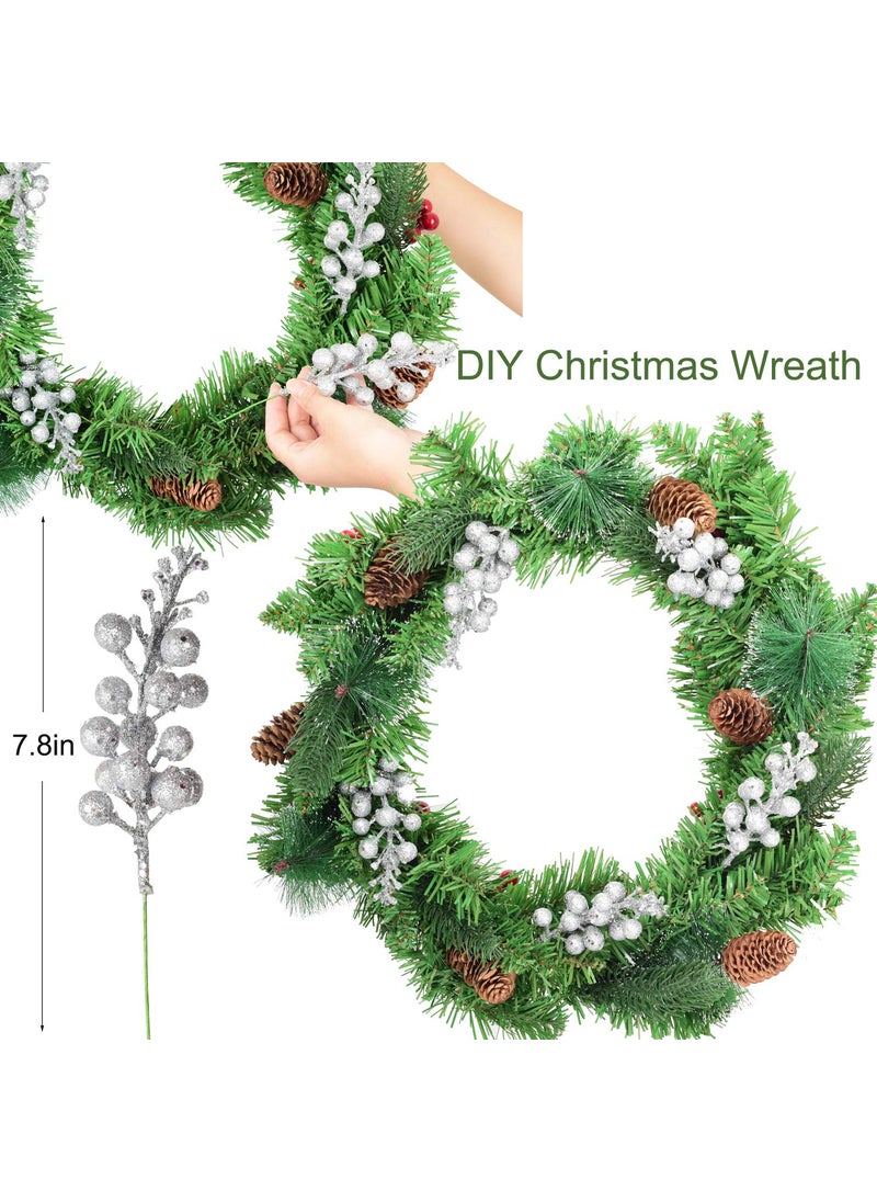 Artiflr Artiflr 14 Pack Christmas Glitter Berries Stems Clearance  7.8 Inch Artificial Christmas Picks for Christmas Tree Ornaments  DIY Xmas Wreath  Crafts  Holiday and Home Decor  Silver  - Image 4