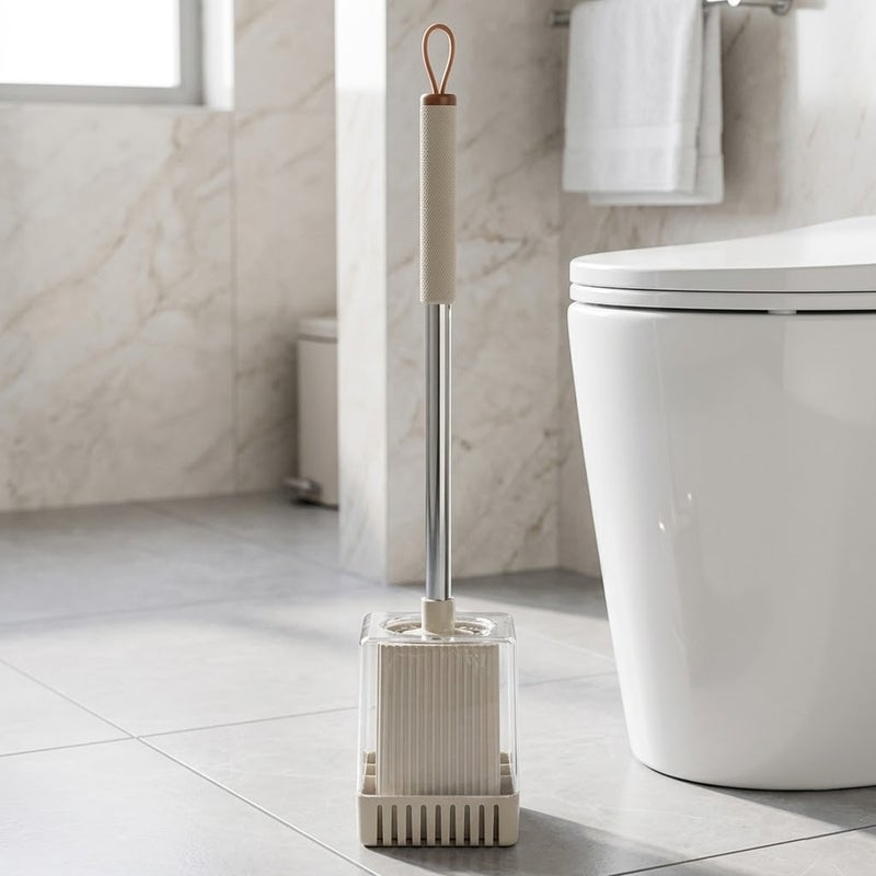 Group Tiger Luxury Smart Toilet Brush with Built-In Timer and Minimalist Stand - Dark Biege - A210-742 - Image 3
