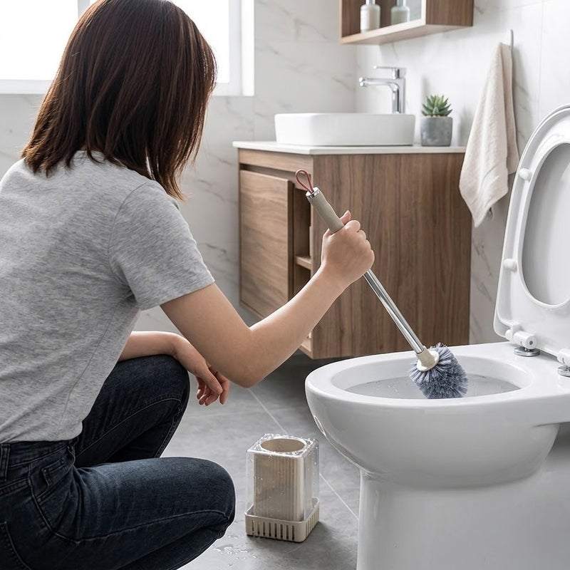 Group Tiger Luxury Smart Toilet Brush with Built-In Timer and Minimalist Stand - Dark Biege - A210-742 - Image 2