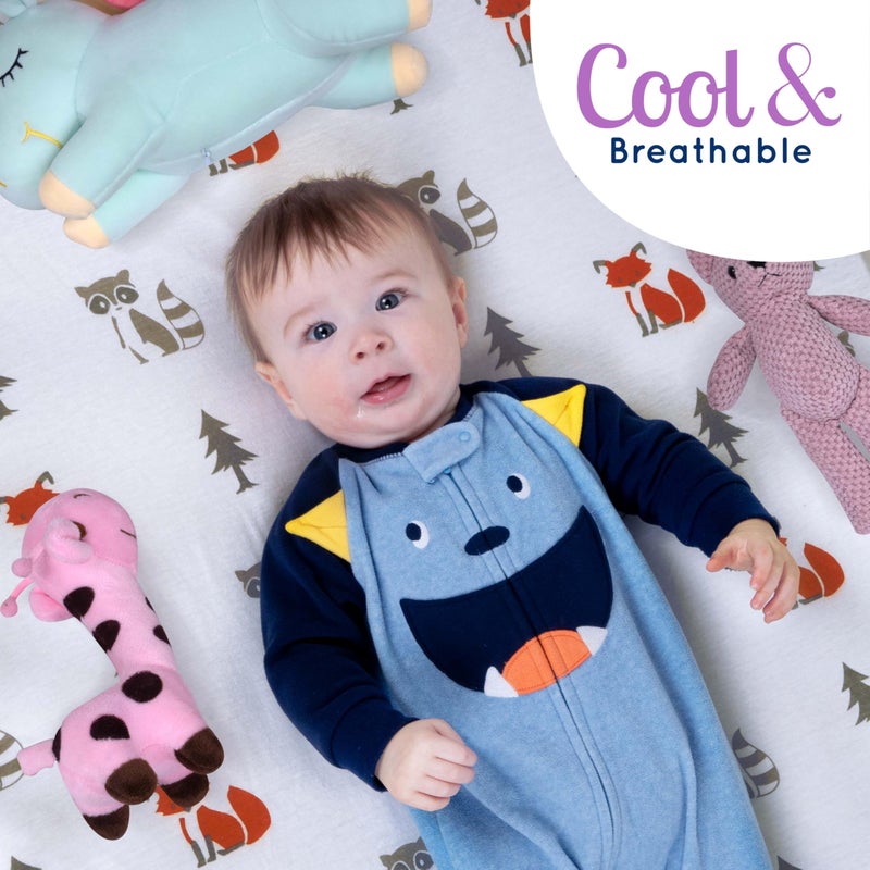 GrowWILD أوراق سرير مخصصة للجنسين (3 عبوات) من GROW WILD - أوراق سرير قطنية محبوكة جيرسي للأولاد أو البنات، 52 بوصة × 28 بوصة × 9 بوصة مجموعة أغطية سرير (مرح الغابة) - Image 5