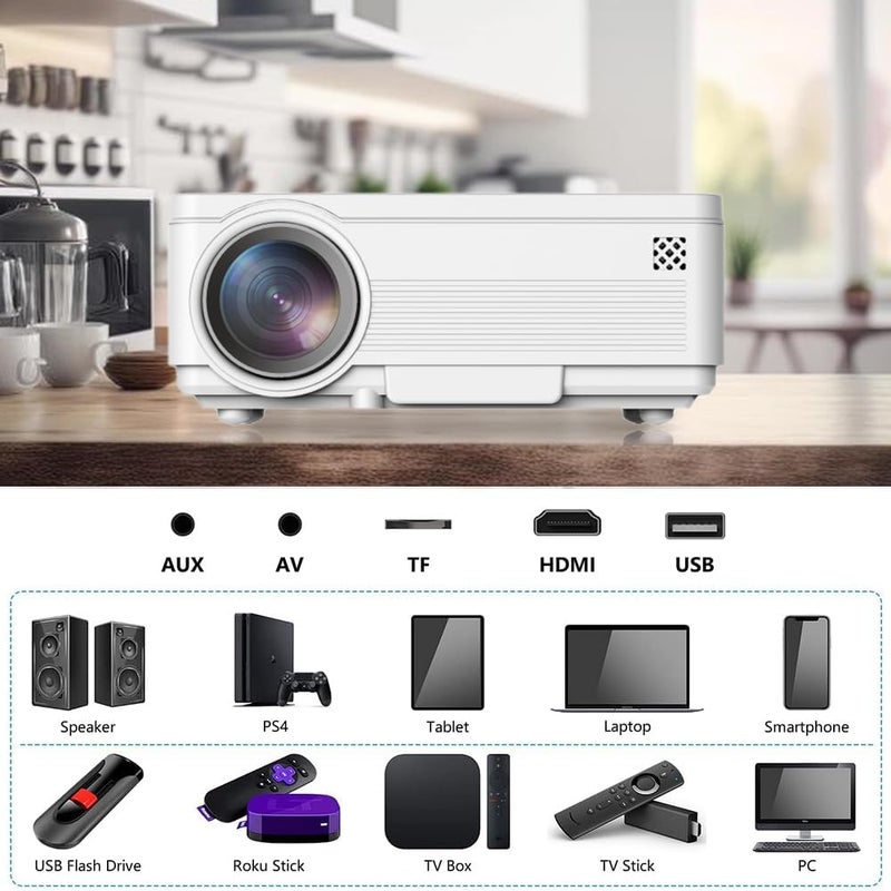 BIGASUO بروجيكتور أندرويد 5G واي فاي منزلي 4K يدعم 1080P هاتف ذكي كامل HD محمول مدمج يوتيوب تطبيقات أخرى تصحيح تلقائي 4000 لومن شاشة 200 بوصة متوافق مع عصا تلفاز 4K، متعدد الألوان (BGP34) - Image 3