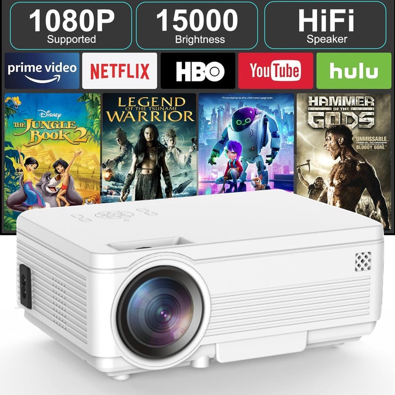 BIGASUO بروجيكتور أندرويد 5G واي فاي منزلي 4K يدعم 1080P هاتف ذكي كامل HD محمول مدمج يوتيوب تطبيقات أخرى تصحيح تلقائي 4000 لومن شاشة 200 بوصة متوافق مع عصا تلفاز 4K، متعدد الألوان (BGP34) - Image 1