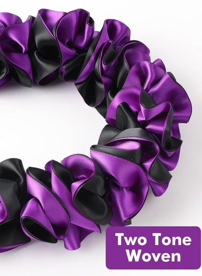 TFTAFAN Graduation Leis Class of 2026 Widened 1.5 inches Ribbon Handmade Double Braided Grad Flower Leis Graduation Supplies for Women and Men (Purple and black) - Image 3
