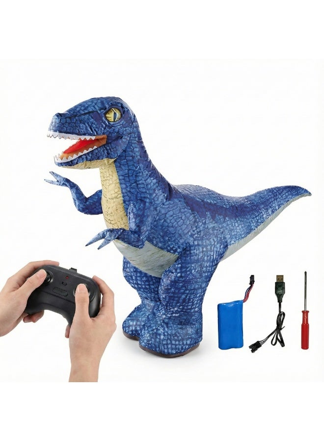 ديناصور تي ريكس عملاق بالريموت كنترول مع صوت زئير وحركة 360 درجة - لعبة قابلة للنفخ للأطفال بتردد 2.4 جيجاهرتز وقابلة للشحن - Image 1