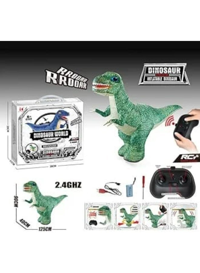 ديناصور تي ريكس عملاق بالريموت كنترول مع صوت زئير وحركة 360 درجة - لعبة قابلة للنفخ للأطفال بتردد 2.4 جيجاهرتز وقابلة للشحن - Image 3
