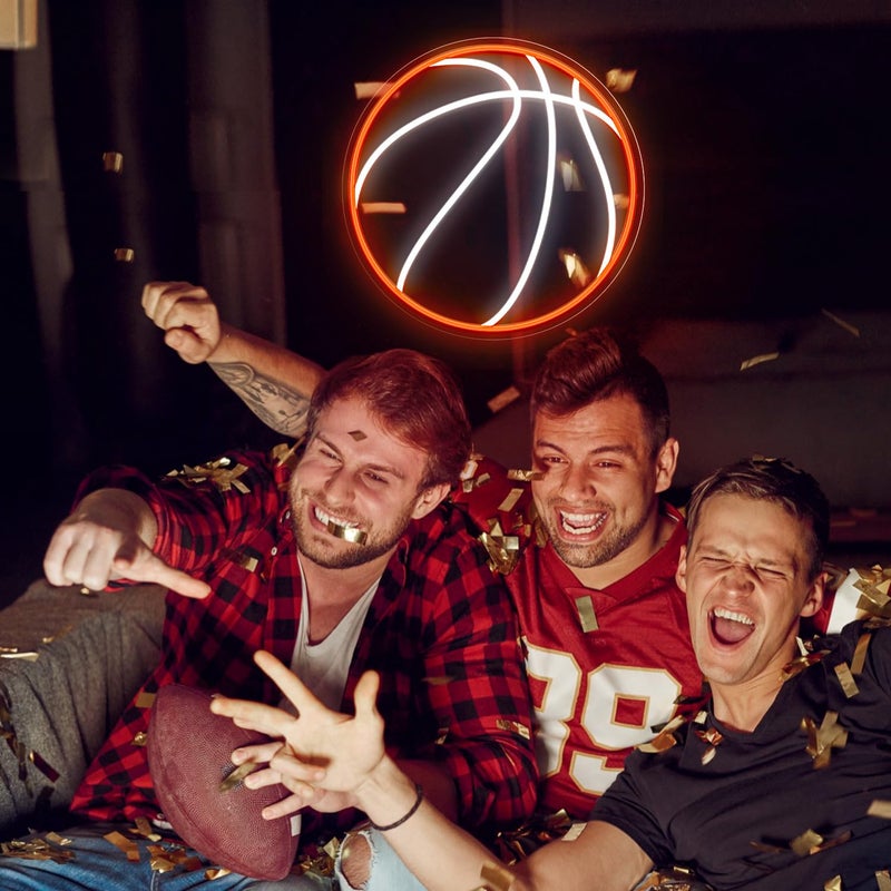 HAJAE Basketball Neon Sign, 12.6Ã—12.6 Inch Basketball Led Neon Light, Dimmable LED Neon Signs for Wall Decor, Powered by USB Wall Decor Aesthetic, Sports Neon Signs for Room Bedroom Shop Decor - Image 4