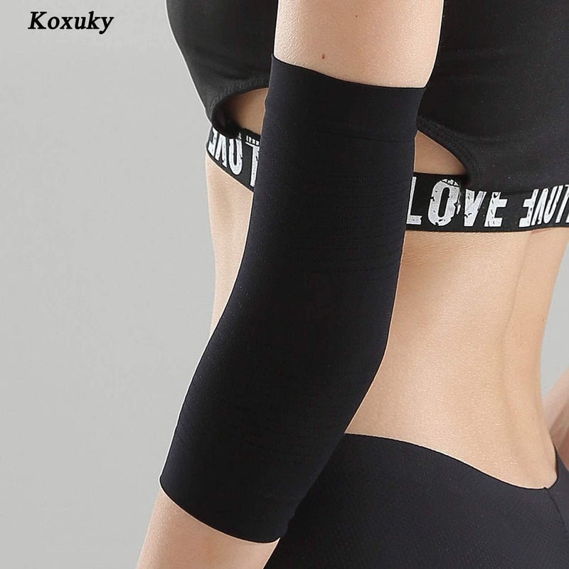 مشد الذراعين للنساء - زوجان من الأكمام الضاغطة لفقدان الوزن وتنحيف الجزء العلوي من الذراعين - أسود - Image 2