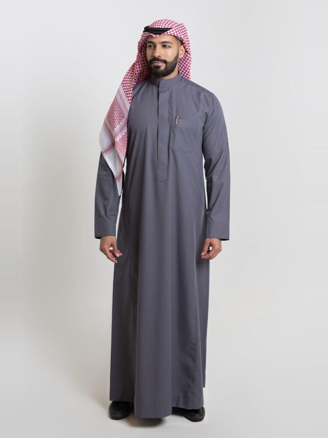 الشياكة ثوب كلاسيك رجالي صيفي، رمادي - 56 بوصة - Image 2