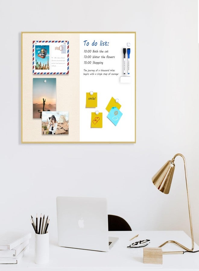 ARCOBIS Dry Erase Cork Board Combo, 24"X18" Whiteboard with Linen for Wall, Magnetic Dry Erase Bulletin Board, Vision Board for Home, Office, School, Off White - Image 4