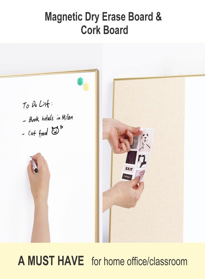 ARCOBIS Dry Erase Cork Board Combo, 24"X18" Whiteboard with Linen for Wall, Magnetic Dry Erase Bulletin Board, Vision Board for Home, Office, School, Off White - Image 3