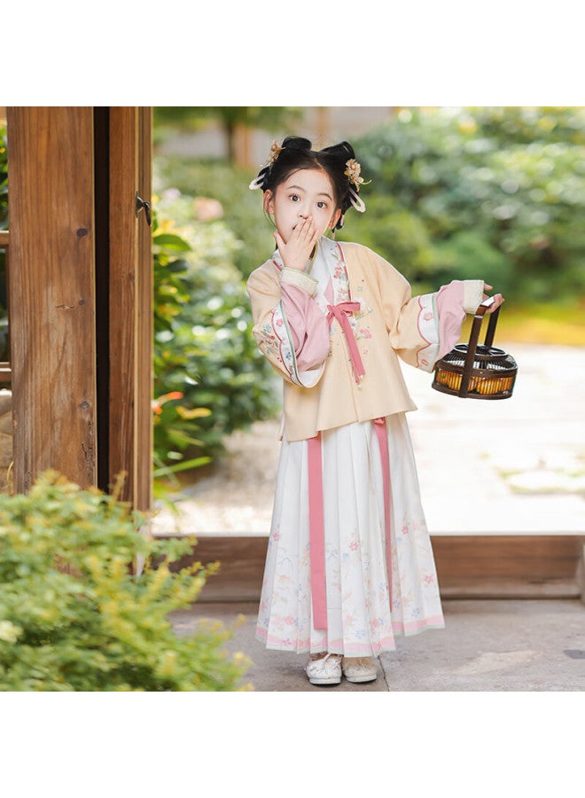 Flag Platinum Qibohanfu Girls' Spring New Style, Children's Ancient-style Ethereal Ming Dynasty Chinese-style Tang Suit, Moshanghua Kai, 140 - Image 3