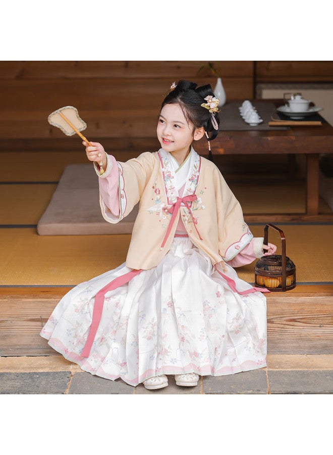 Flag Platinum Qibohanfu Girls' Spring New Style, Children's Ancient-style Ethereal Ming Dynasty Chinese-style Tang Suit, Moshanghua Kai, 140 - Image 5