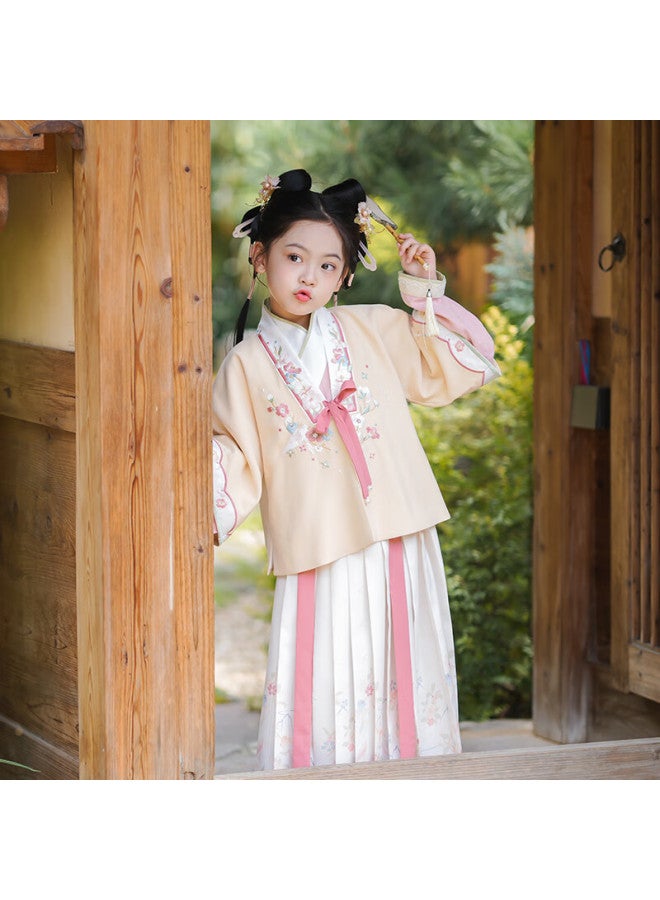 Flag Platinum Qibohanfu Girls' Spring New Style, Children's Ancient-style Ethereal Ming Dynasty Chinese-style Tang Suit, Moshanghua Kai, 140 - Image 1