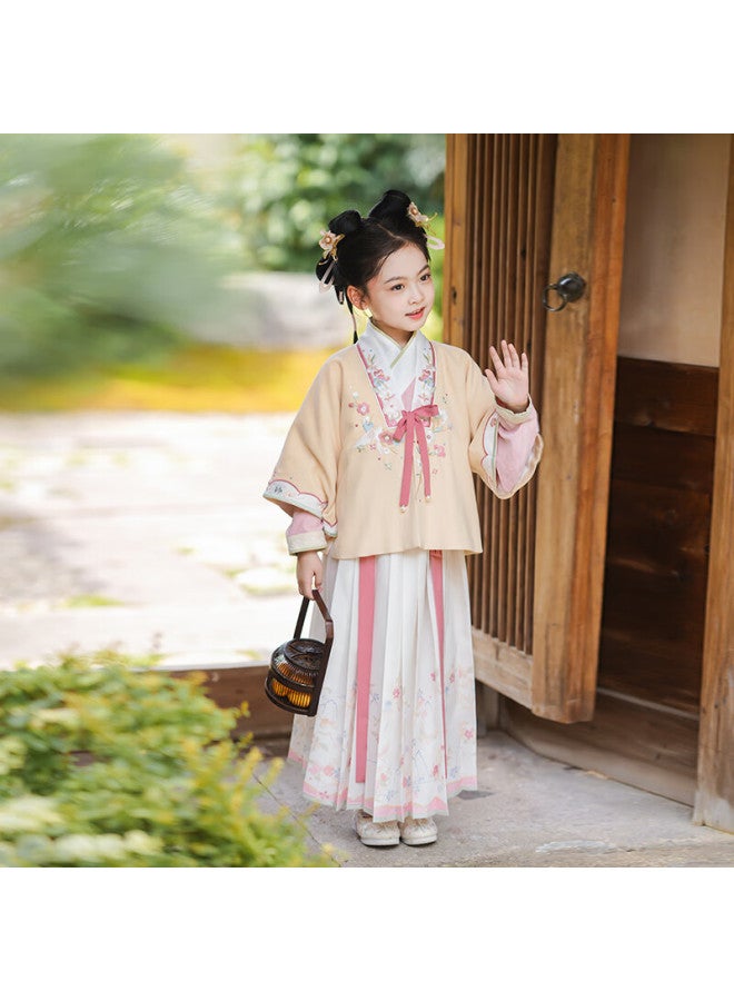 Flag Platinum Qibohanfu Girls' Spring New Style, Children's Ancient-style Ethereal Ming Dynasty Chinese-style Tang Suit, Moshanghua Kai, 140 - Image 4