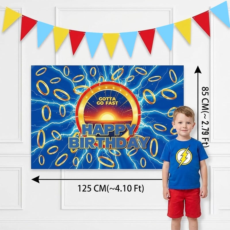 kozee Red Blue Yellow Hedgehog Birthday Party Decorations with small balloon arches & Star Lightning foil balloons & Banner go fast backdrop for video game Cartoon Movies Super hero themed party decor - Image 4