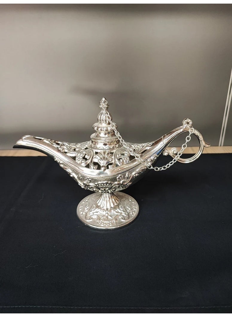 واي نوت مصباح ديكوري فضي على طراز علاء الدين – تصميم معدني فاخر بلمسة شرقية - Image 2