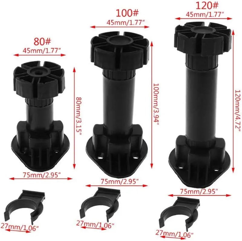 Bed Risers 4pcs Adjustable Height Cupboard Foot Cabinet Leg for Kitchen Bathroom(120-150 mm) - Image 5