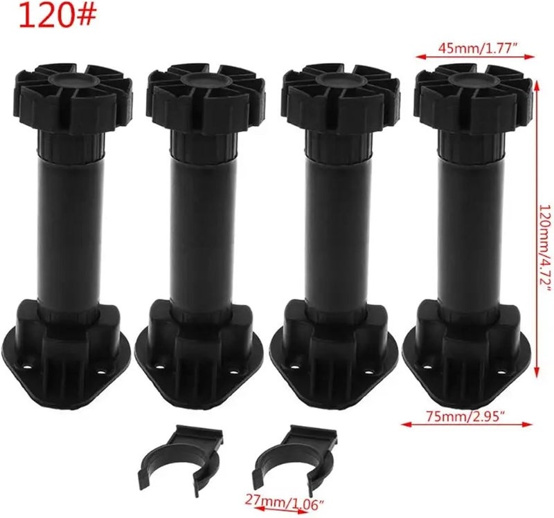 Bed Risers 4pcs Adjustable Height Cupboard Foot Cabinet Leg for Kitchen Bathroom(120-150 mm) - Image 3