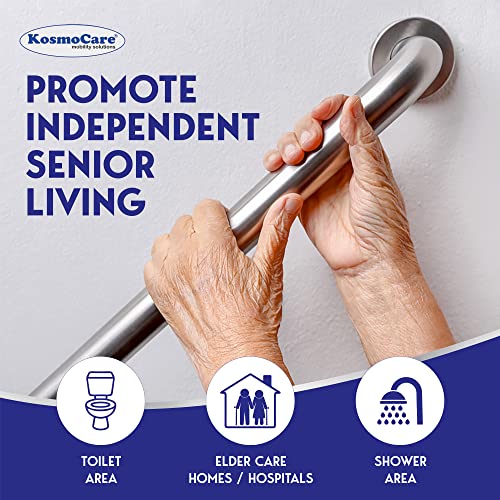 KosmoCare 304 Grade Stainless Steel Grab Bar, Wall Mounted Safety Straight Grab Bar for Bathroom, Grab Bars for Toilet Senior Citizens, Toilet Grab bar for Elderly (25 mm Diameter X 10-inch Length) - Image 3