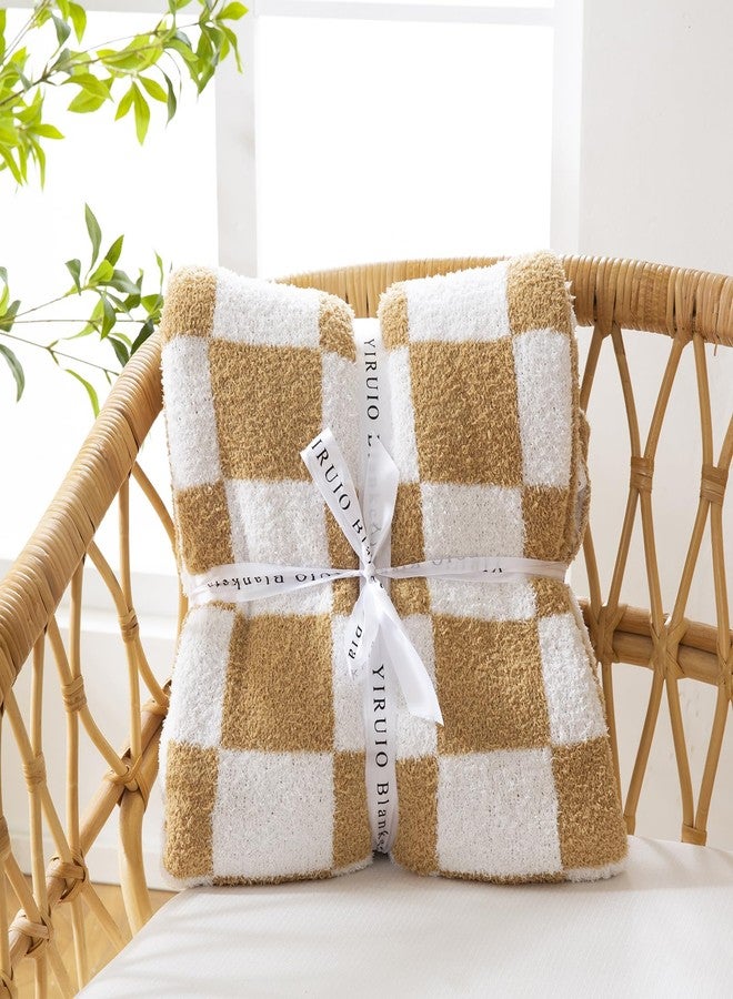 YIRUIO Throw Blanket Checkered Chessboard Fluffy Fuzzy Warmer Comfort Reversible Super Soft Cozy for Home Decor Bed Couch Sofa Living Room (Burnt Orange, 51''x63'') - Image 4