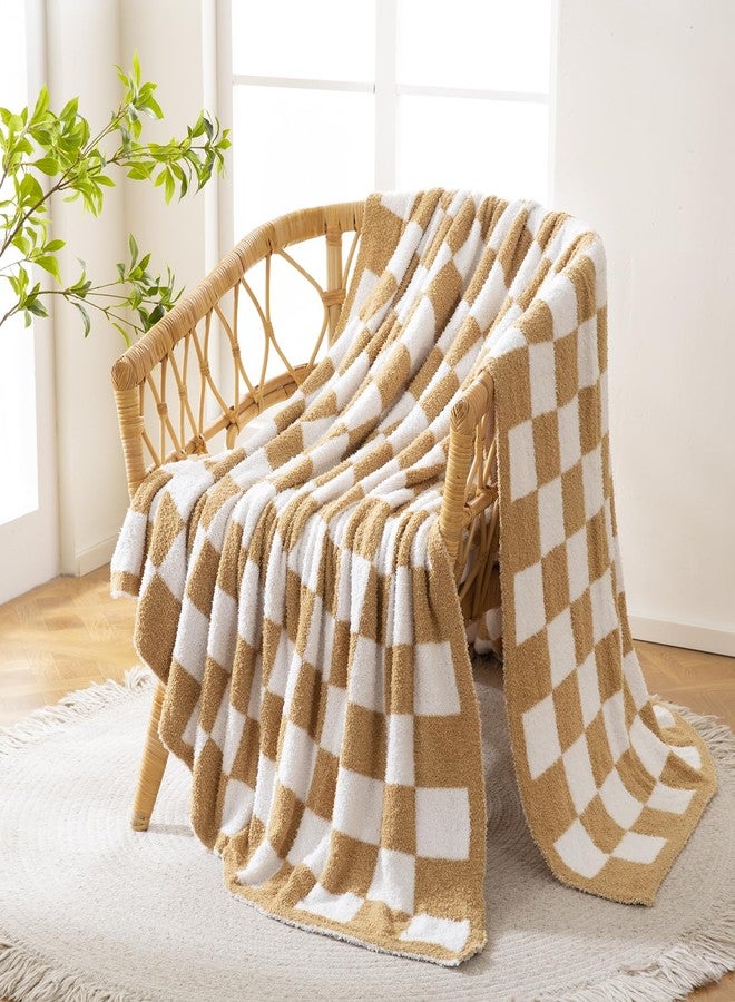 YIRUIO Throw Blanket Checkered Chessboard Fluffy Fuzzy Warmer Comfort Reversible Super Soft Cozy for Home Decor Bed Couch Sofa Living Room (Burnt Orange, 51''x63'') - Image 5