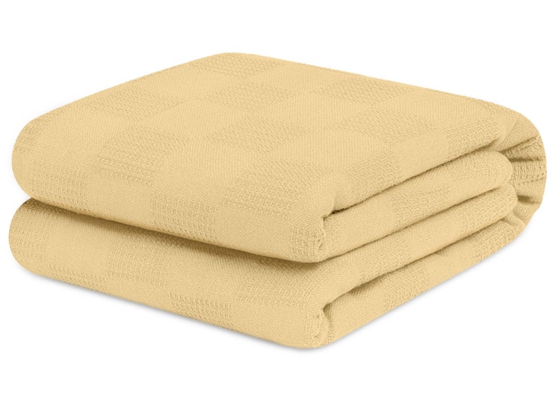 Avalon Bedding 100 Cotton Blanket Twin Size Thermal Blanket 72x90  Perfect Cotton Blankets Twin Size for Layering Bed in Any Season  Twin Cotton Blankets for Bed Beige