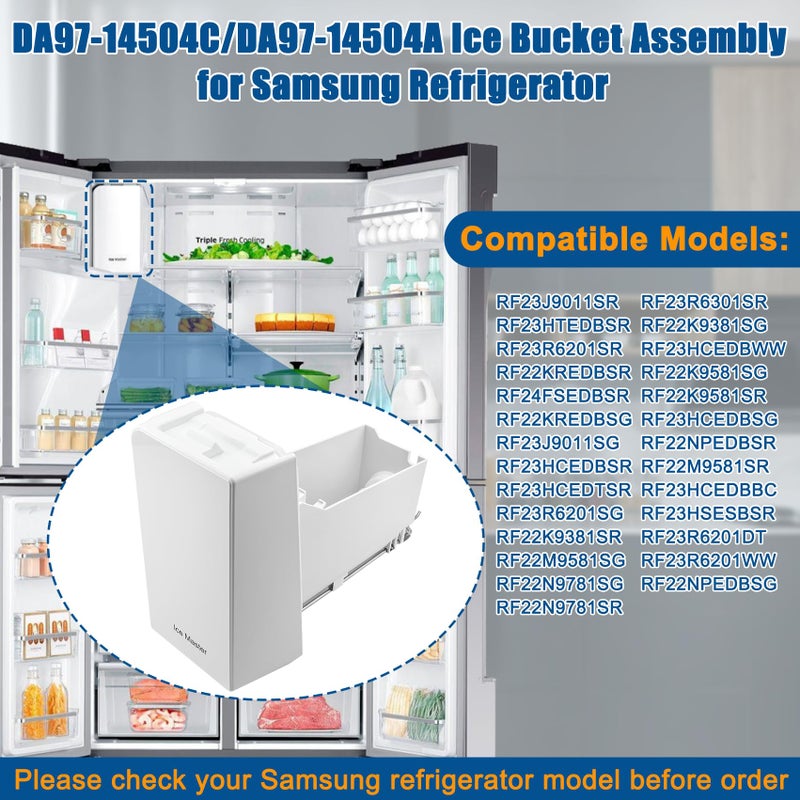 Garsoo DA97-14504C, DA97-14504A Ice Container, Ice Bucket, Compatible with Samsung Ice Maker Replacement Ice Tray Ice Container Assembly Parts RF23J9011SR, RF23HTEDBSR, RF22KREDBSR Ice Bin,etc-1 yr Warranty - Image 3