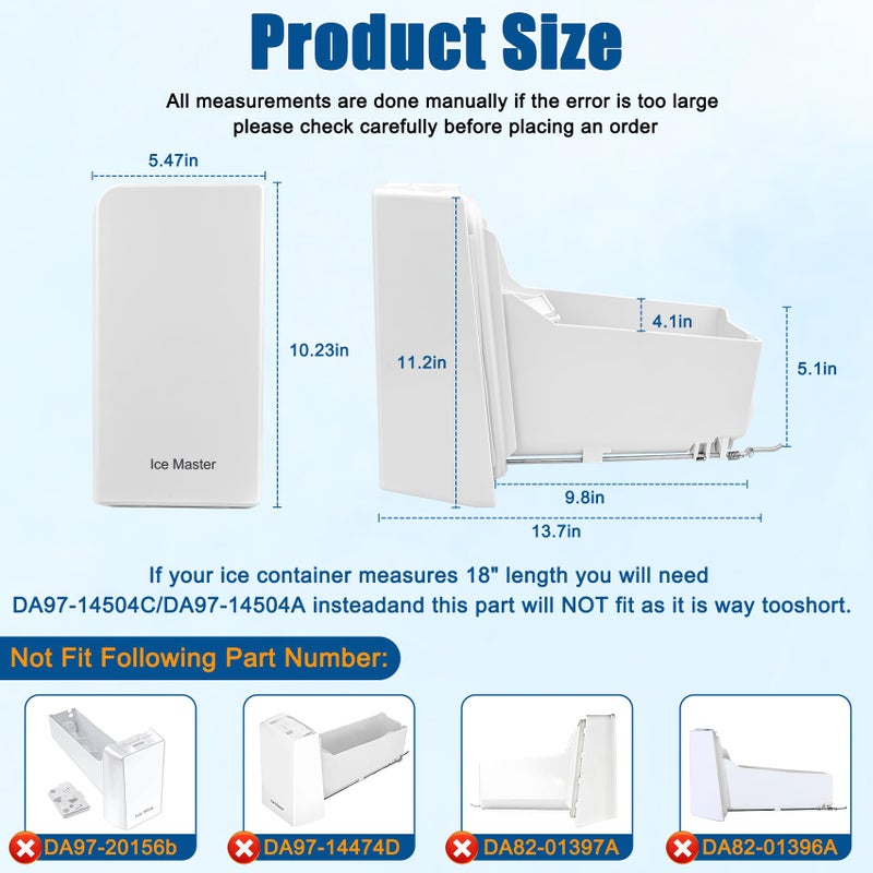 Garsoo DA97-14504C, DA97-14504A Ice Container, Ice Bucket, Compatible with Samsung Ice Maker Replacement Ice Tray Ice Container Assembly Parts RF23J9011SR, RF23HTEDBSR, RF22KREDBSR Ice Bin,etc-1 yr Warranty - Image 2