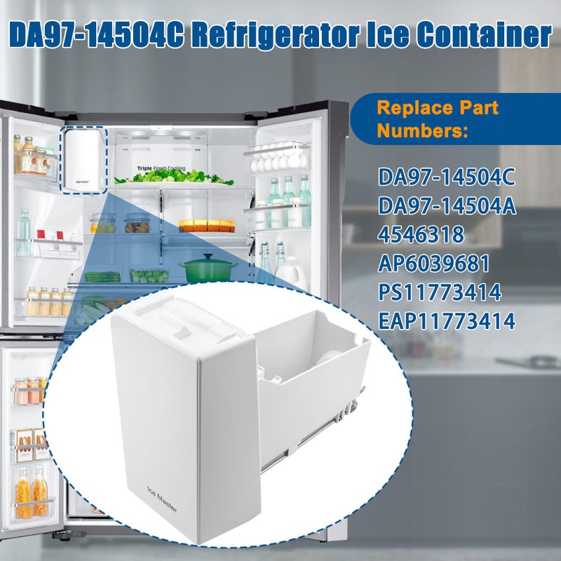 Garsoo DA97-14504C, DA97-14504A Ice Container, Ice Bucket, Compatible with Samsung Ice Maker Replacement Ice Tray Ice Container Assembly Parts RF23J9011SR, RF23HTEDBSR, RF22KREDBSR Ice Bin,etc-1 yr Warranty - Image 4