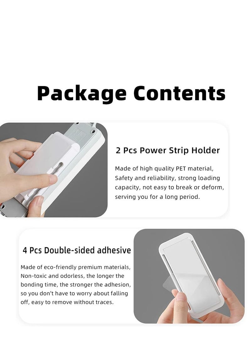 Peachjoy 4 Pcs Power Strip Holder, Adhesive Punch-Free Socket Self Desktop Fixer, Wall Mounted Fixator Punch Free Power Strip Remote Control Holder, for WiFi Router Kitchen Home and Office  - Image 2