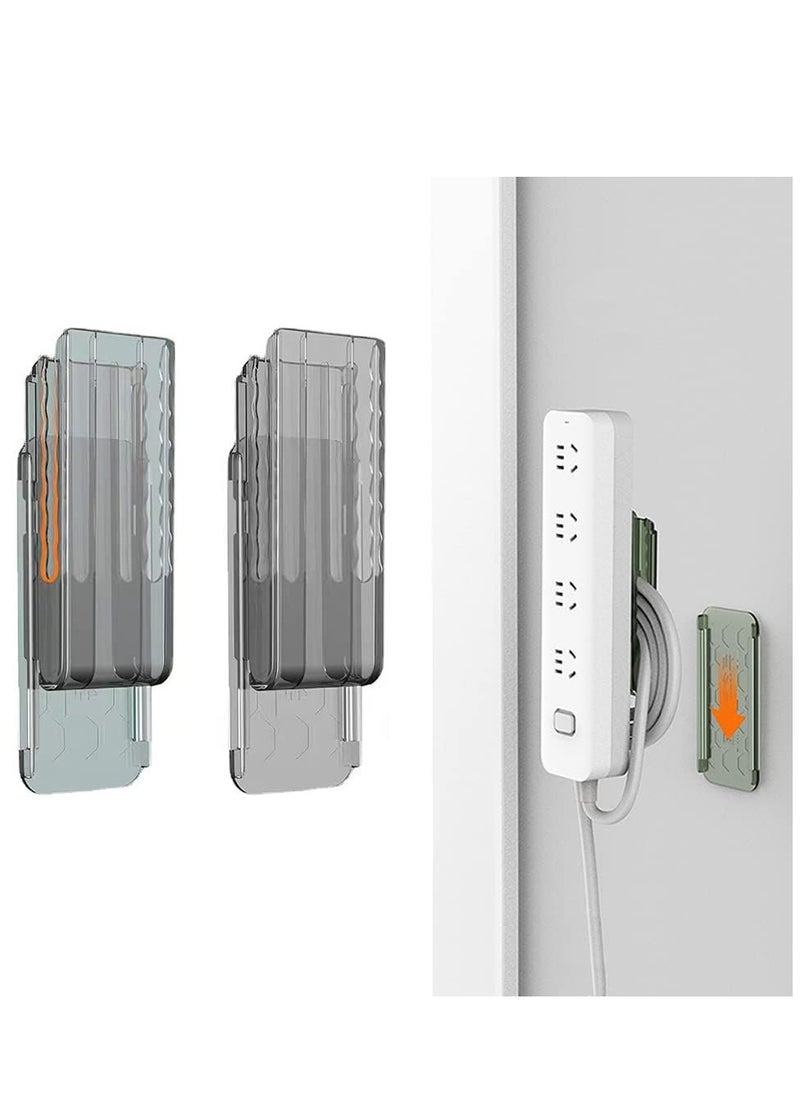 Peachjoy 4 Pcs Power Strip Holder, Adhesive Punch-Free Socket Self Desktop Fixer, Wall Mounted Fixator Punch Free Power Strip Remote Control Holder, for WiFi Router Kitchen Home and Office  - Image 1