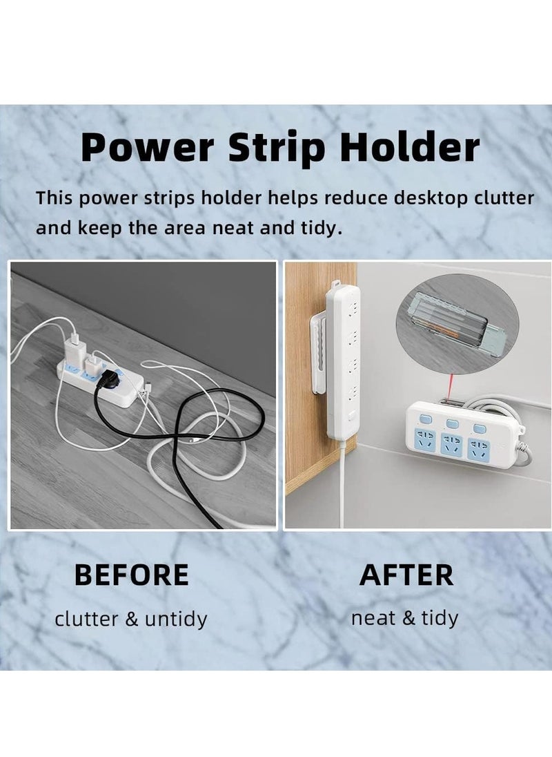Peachjoy 4 Pcs Power Strip Holder, Adhesive Punch-Free Socket Self Desktop Fixer, Wall Mounted Fixator Punch Free Power Strip Remote Control Holder, for WiFi Router Kitchen Home and Office  - Image 3