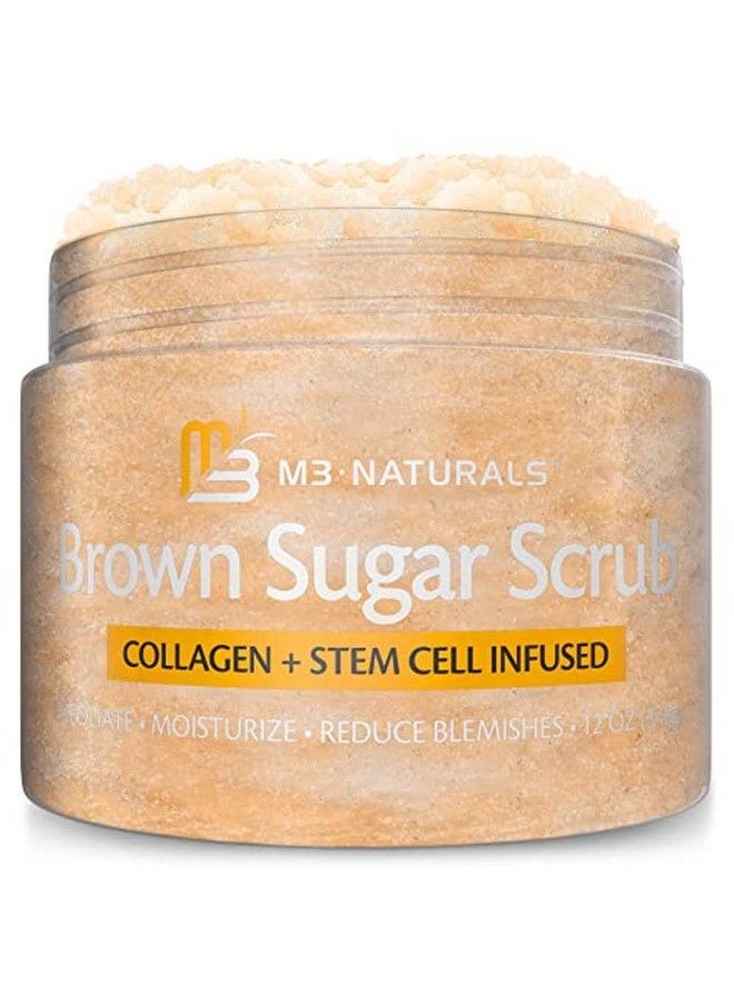 M3 Naturals Brown Sugar Body Scrub With Collagen Stem Cell Exfoliating Body Scrubber Face Cleanser Fight Skin Care Appearance Cellulite Fine Line Stretch Mark Spider Veins 12 Oz  - Image 2