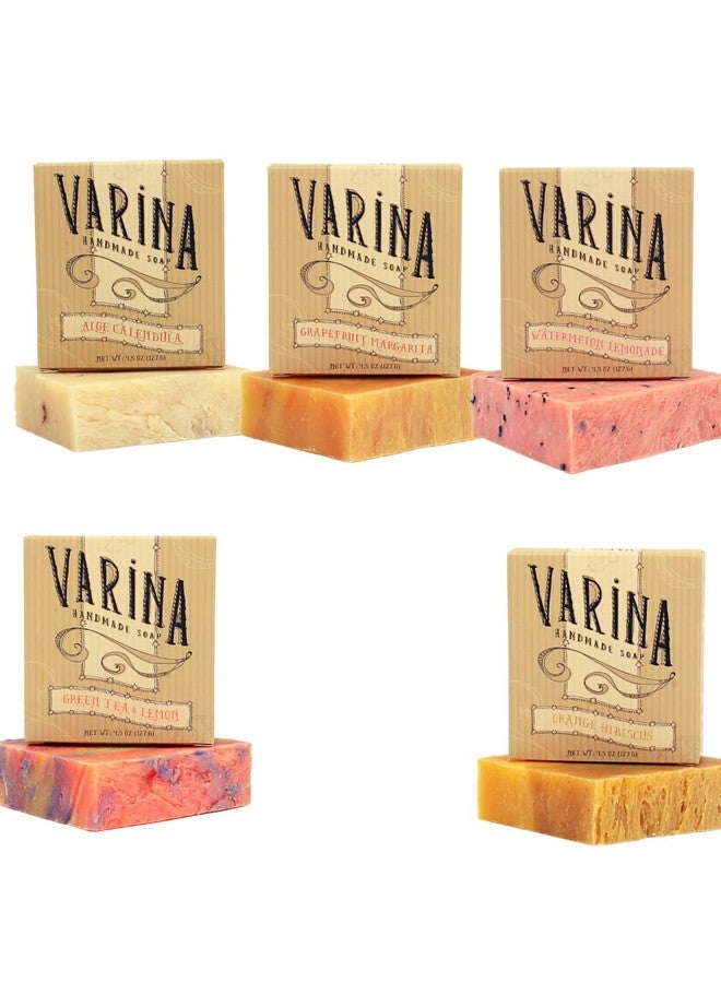 Varina Natural Aloe 2 Variety Bar Soap - Gentle Cleansing for Sensitive Skin, Fruity - 5 Pack - Experience Healthy and Glowing Skin - Image 1