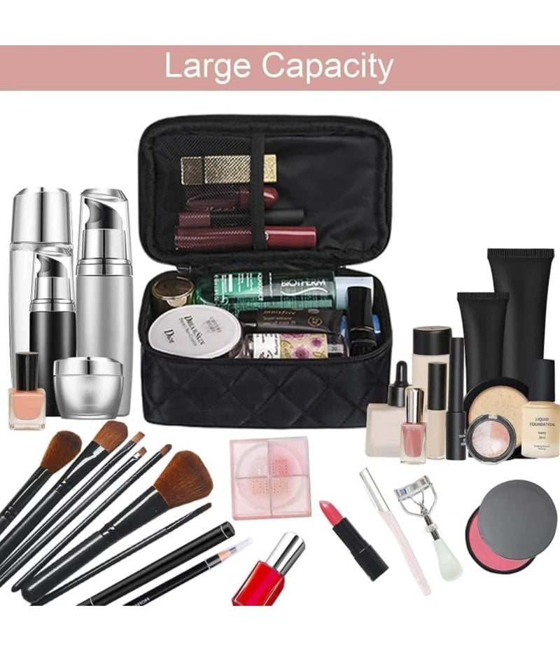 Fabskin Makeup Pouch Bag Organiser | Large Cosmetic Vanity Bag for Women Pouch Bag for Women | Makeup Bag for Travel, Cosmetic Pouch, Makeup Organizer Perfectly Fit in Any Suitcase Or Big Bag - Black - Image 2