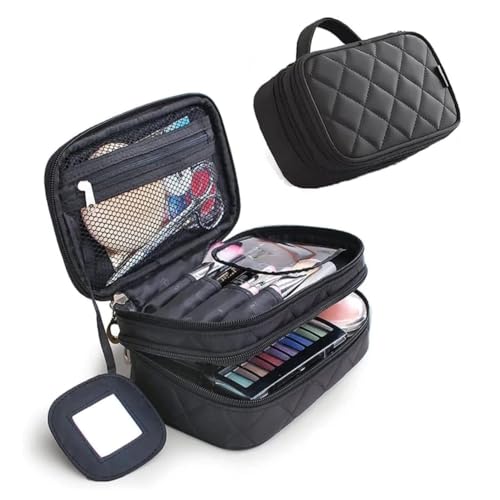 Fabskin Makeup Pouch Bag Organiser | Large Cosmetic Vanity Bag for Women Pouch Bag for Women | Makeup Bag for Travel, Cosmetic Pouch, Makeup Organizer Perfectly Fit in Any Suitcase Or Big Bag - Black - Image 1