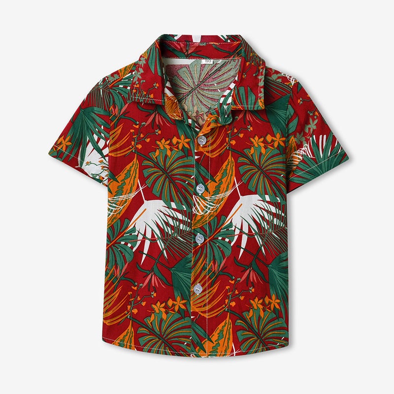 Children'S Clothing Lapel Single-Breasted Cute Flower Cardigan Summer Children'S Casual Beach Hawaiian Shirt Baby - Image 1