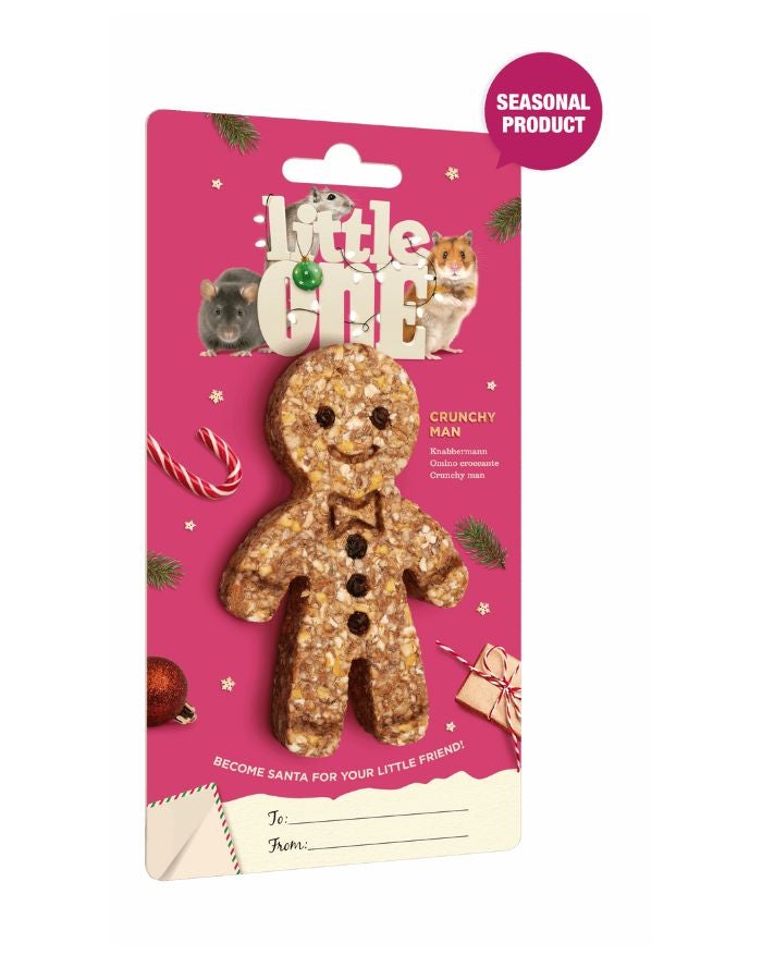 Little One Crunchy Man Christmas Treat-Toy for Hamsters, Rats, Mice & Gerbils 45g – Festive Edible Chew