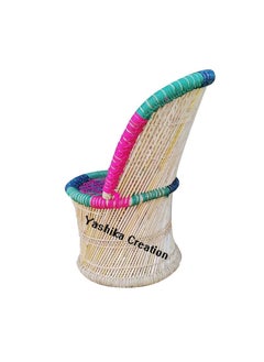 YASHIKA CREATION YASHIKA CREATION Handicraft Bamboo Cane Bar Stool Mudda Chair Natural Indoor Outdoor Furniture Sarkanda Wooden Small Muddi Durable MultiFunctional Suitable for Home Garden Multicolour  - Image 3