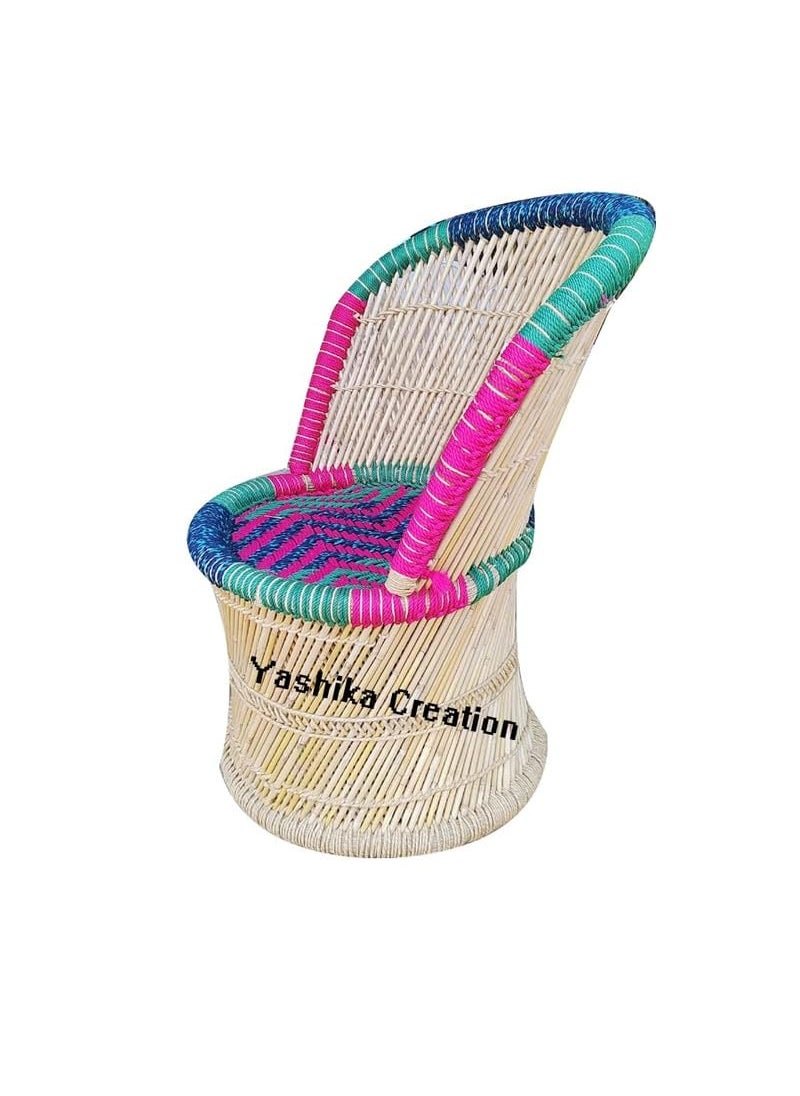 YASHIKA CREATION YASHIKA CREATION Handicraft Bamboo Cane Bar Stool Mudda Chair Natural Indoor Outdoor Furniture Sarkanda Wooden Small Muddi Durable MultiFunctional Suitable for Home Garden Multicolour  - Image 2