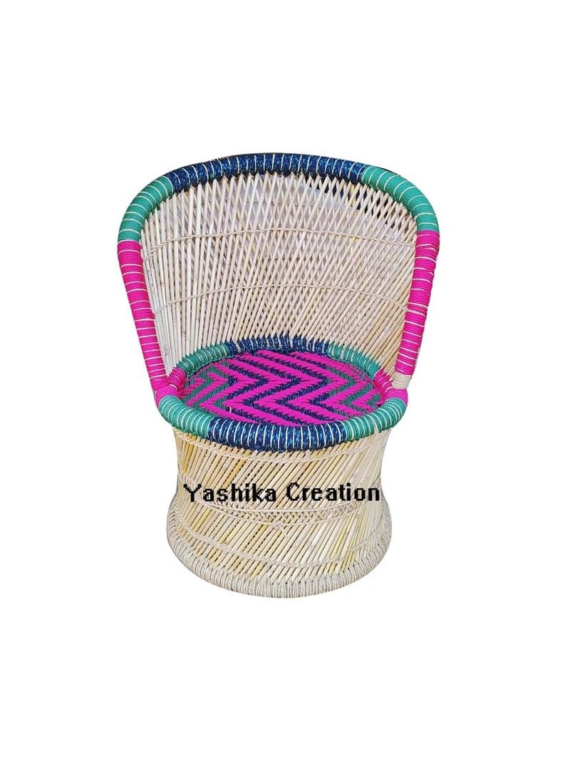 YASHIKA CREATION YASHIKA CREATION Handicraft Bamboo Cane Bar Stool Mudda Chair Natural Indoor Outdoor Furniture Sarkanda Wooden Small Muddi Durable MultiFunctional Suitable for Home Garden Multicolour  - Image 1