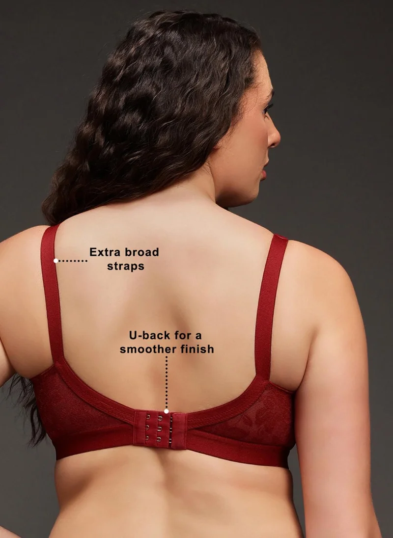 Clovia Maroon Clovia Non-Padded Non-Wired Full Figure Spacer Cup Bra in Maroon - Cotton Rich for Women | Best Price UAE
