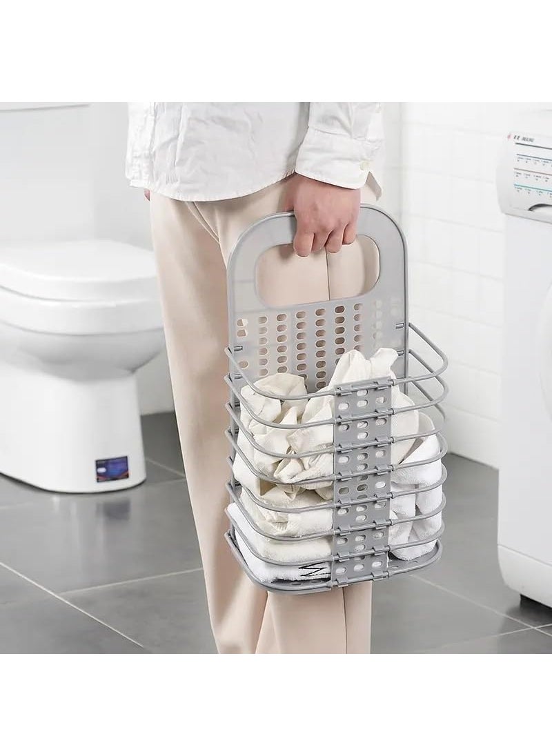 PRAMANTA PRAMANTA Dirty Hamper Clothes Storage Basket for Laundry Station Home Use Folding Adjustable Wall Washing Machine Hanging BasketBinHamper 1Pcs  - Image 3