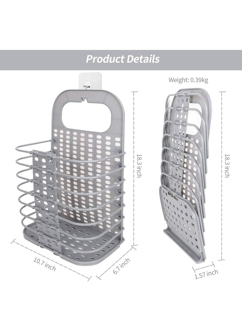 PRAMANTA PRAMANTA Dirty Hamper Clothes Storage Basket for Laundry Station Home Use Folding Adjustable Wall Washing Machine Hanging BasketBinHamper 1Pcs  - Image 5