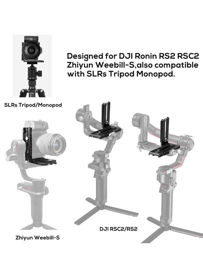 SYOSI - Aluminum L Bracket Vertical Horizontal Switching Quick Release Plate for DJI Ronin RS2 RSC2 for Zhiyun Weebill-S Gimbal Stabilizer Tripod Monopod and SLRs - Image 1