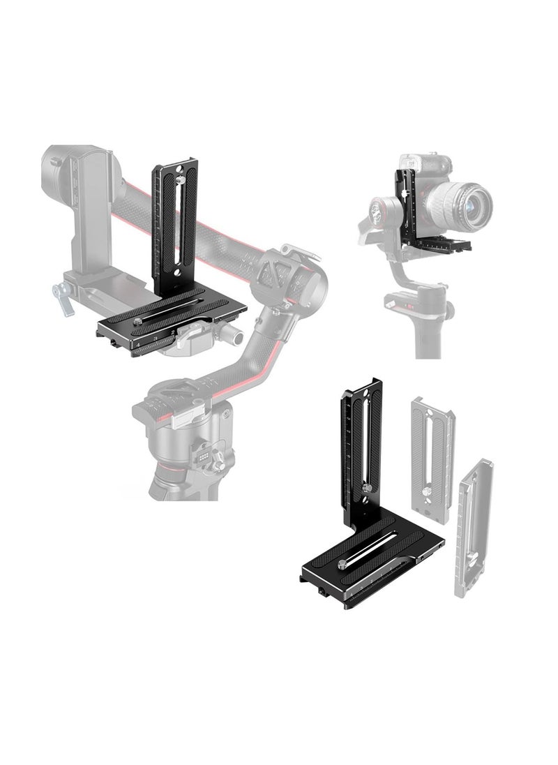 SYOSI - Aluminum L Bracket Vertical Horizontal Switching Quick Release Plate for DJI Ronin RS2 RSC2 for Zhiyun Weebill-S Gimbal Stabilizer Tripod Monopod and SLRs - Image 1