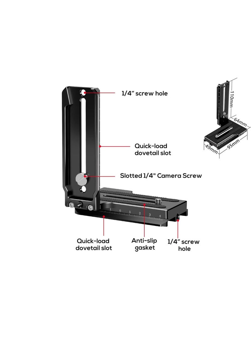 SYOSI - Aluminum L Bracket Vertical Horizontal Switching Quick Release Plate for DJI Ronin RS2 RSC2 for Zhiyun Weebill-S Gimbal Stabilizer Tripod Monopod and SLRs - Image 1