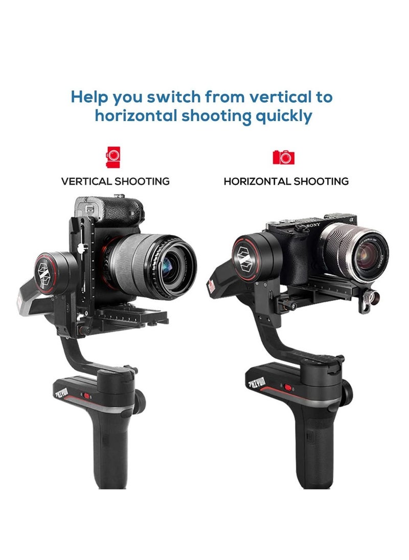 SYOSI - Aluminum L Bracket Vertical Horizontal Switching Quick Release Plate for DJI Ronin RS2 RSC2 for Zhiyun Weebill-S Gimbal Stabilizer Tripod Monopod and SLRs - Image 1
