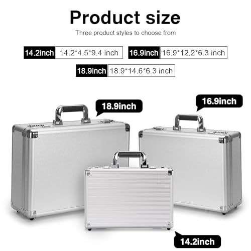 LOCKCURX File Organizer Storage Box - 18.9 x 14.6 x 6.3 Inch X-Large, Portable Locking Storage Totes with Dual Combination Locks for Cash, Documents & Valuables - Silver - Image 2