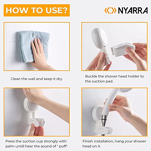 Nyarra Vacuum Suction Wall Mounted Hand Shower Holders for Bathroom, Drill Free Installation - Adjustable, Reusable Shower Head Stand - Suction Wall Clips for Hanging - Pack of_1 [NR-0619] - Image 5